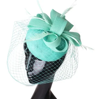 Chic Solid Fascinator with Net Veil
