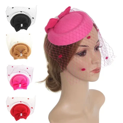 Mesh Cocktail Hat with Bow Decor - Image 9