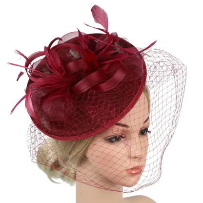 Net Veil Disc Headpiece Headband with Clip - Image 2