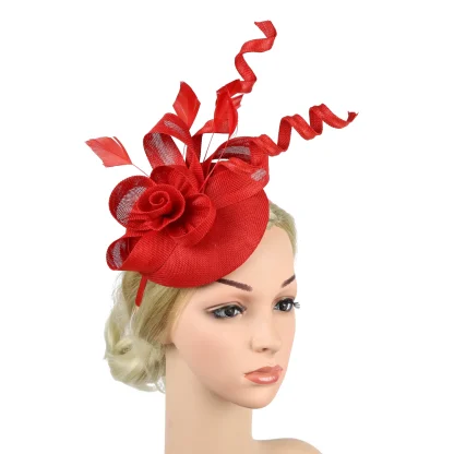 Floral Cocktail Hat with Twisted Design - Image 2