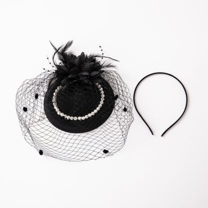 Net Veil Fascinator with Beads Design - Image 7