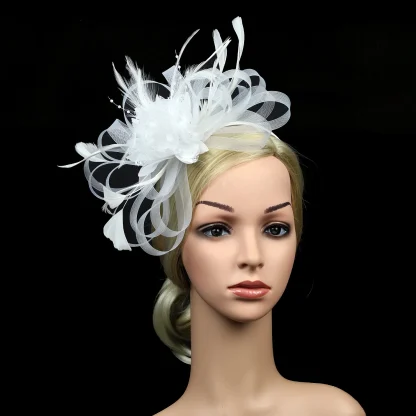 Ornate Solid Faux Feather Headpiece - Image 15