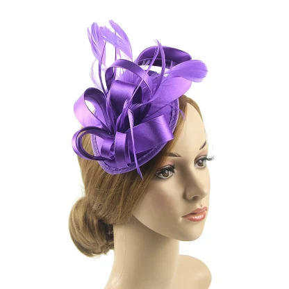 Two-tone Cocktail Hat with Bow Design - Image 13