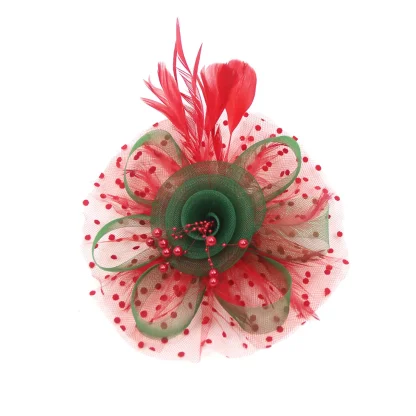 Mesh Polka Dot Fascinator with Floral Design - Image 14