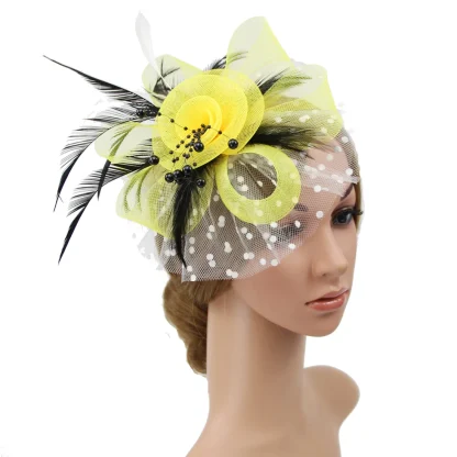 Mesh Polka Dot Fascinator with Floral Design - Image 6