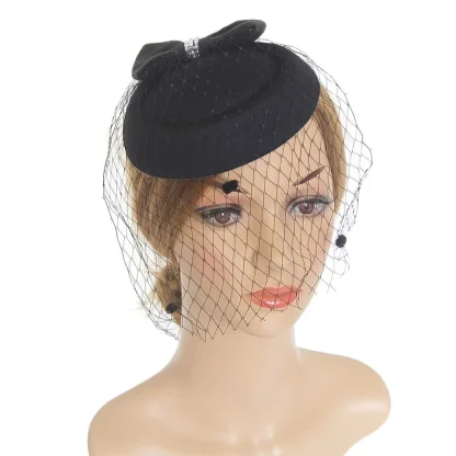 Mesh Cocktail Hat with Bow Decor - Image 5