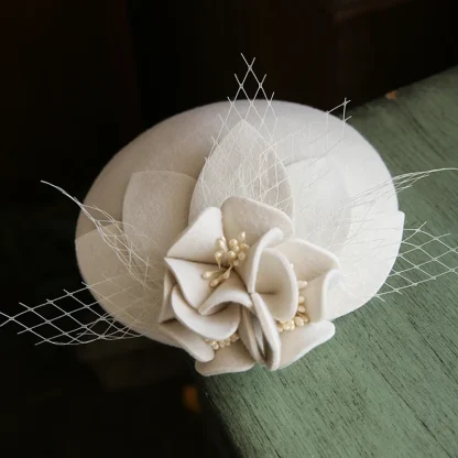Elegant Pillbox Fascinator with Floral Decor - Image 2