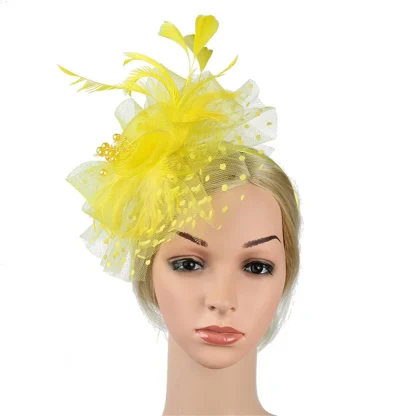 Mesh Polka Dot Fascinator with Floral Design - Image 2