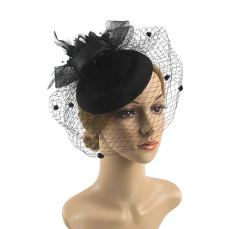 Elegant Floral Cocktail Hat with Net Veil