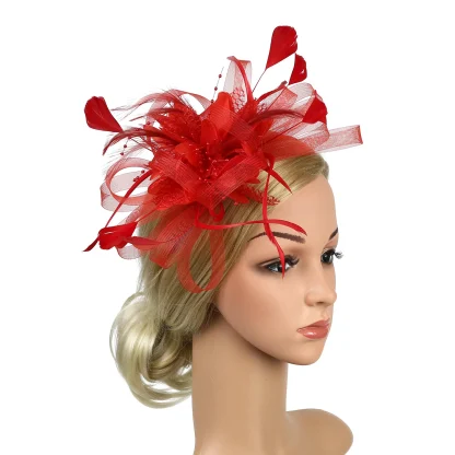 Ornate Solid Faux Feather Headpiece - Image 8