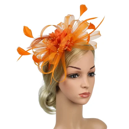 Ornate Solid Faux Feather Headpiece - Image 6