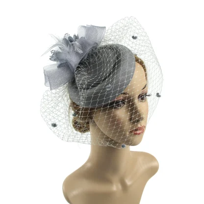 Elegant Floral Cocktail Hat with Net Veil - Image 13