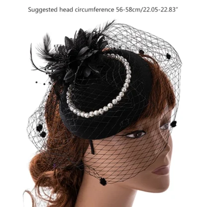 Net Veil Fascinator with Beads Design - Image 9