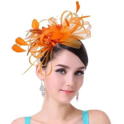 Ornate Solid Faux Feather Headpiece - Image 5