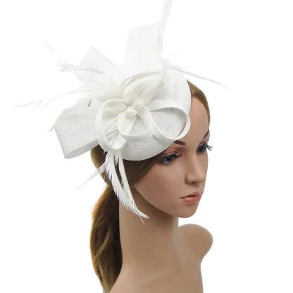 Solid Color Fascinator with Bow Design - Image 5
