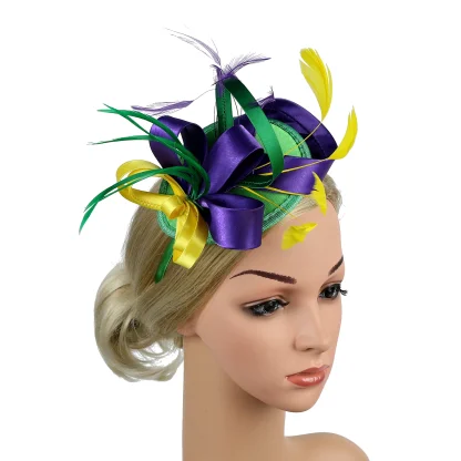Two-tone Cocktail Hat with Bow Design - Image 9