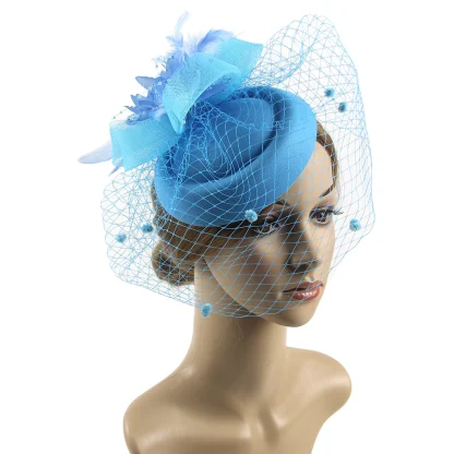 Elegant Floral Cocktail Hat with Net Veil - Image 15