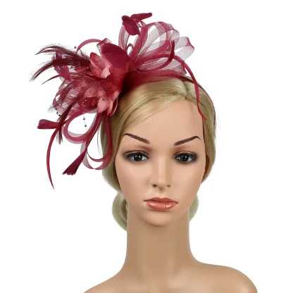 Ornate Solid Faux Feather Headpiece - Image 9