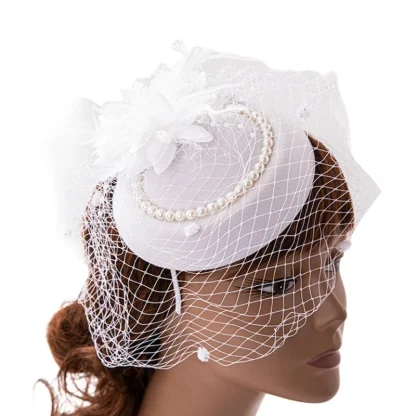 Net Veil Fascinator with Beads Design - Image 4