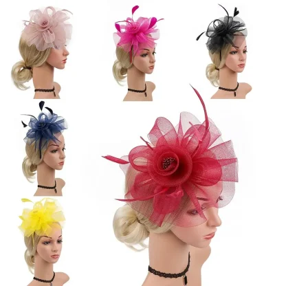 Floral Headband Fascinator with Sheer Design - Image 2