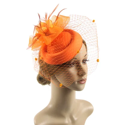 Elegant Floral Cocktail Hat with Net Veil - Image 11