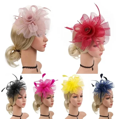 Floral Headband Fascinator with Sheer Design - Image 4