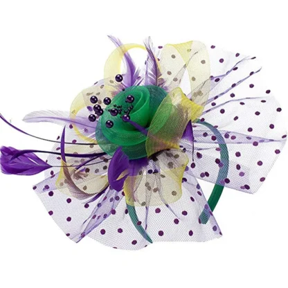 Mesh Polka Dot Fascinator with Floral Design - Image 15