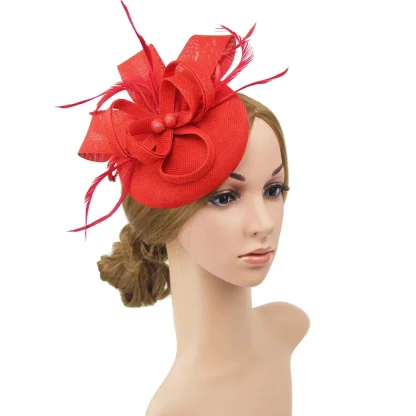 Solid Color Fascinator with Bow Design - Image 2