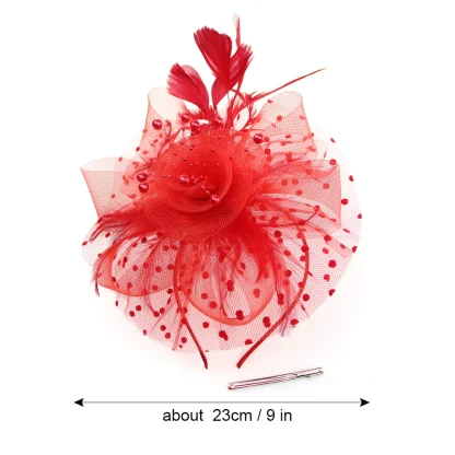 Mesh Polka Dot Fascinator with Floral Design - Image 12