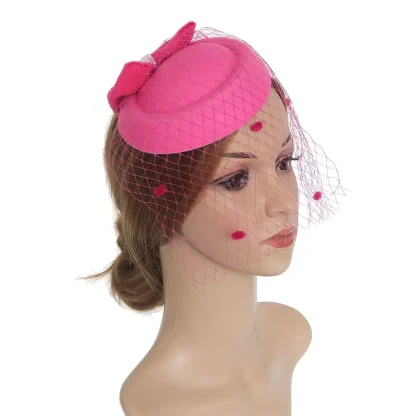 Mesh Cocktail Hat with Bow Decor - Image 4