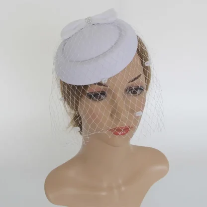 Mesh Cocktail Hat with Bow Decor - Image 2