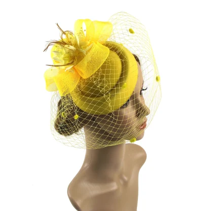 Elegant Floral Cocktail Hat with Net Veil - Image 6
