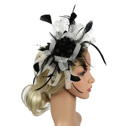 Ornate Solid Faux Feather Headpiece - Image 11