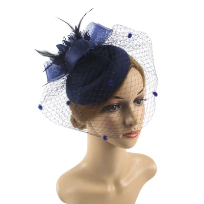 Elegant Floral Cocktail Hat with Net Veil - Image 12