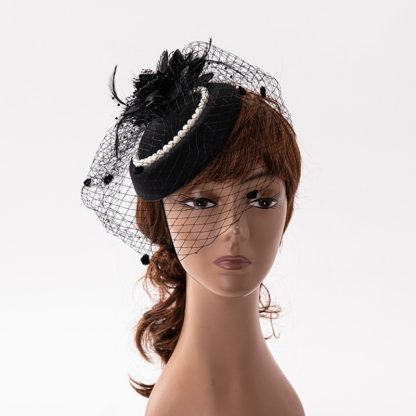 Net Veil Fascinator with Beads Design - Image 8