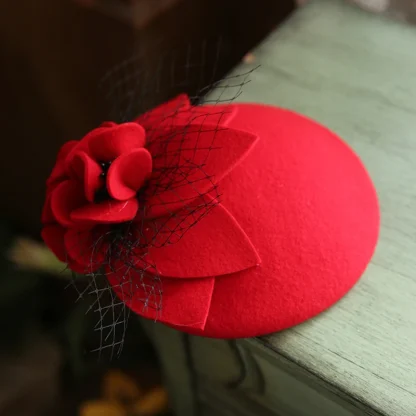 Elegant Pillbox Fascinator with Floral Decor - Image 5