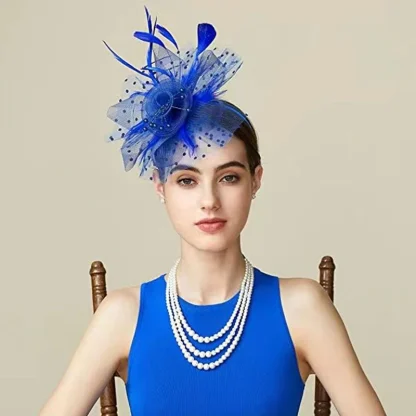 Mesh Polka Dot Fascinator with Floral Design - Image 11