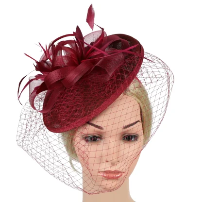 Net Veil Disc Headpiece Headband with Clip - Image 3