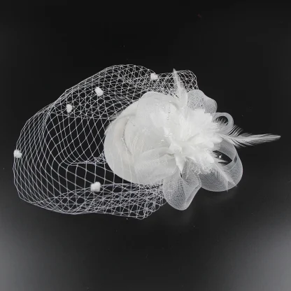 Elegant Floral Cocktail Hat with Net Veil - Image 3