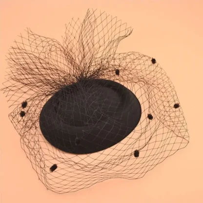 Bridal Pillbox Fascinator with Net Veil - Image 6