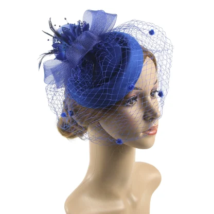 Elegant Floral Cocktail Hat with Net Veil - Image 10