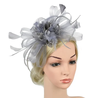Ornate Solid Faux Feather Headpiece - Image 12