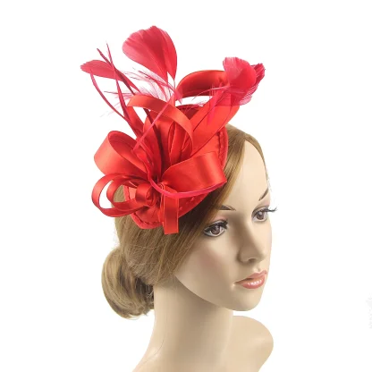 Two-tone Cocktail Hat with Bow Design - Image 11