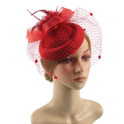 Elegant Floral Cocktail Hat with Net Veil - Image 8