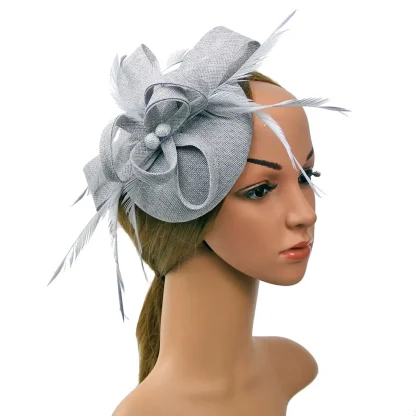 Solid Color Fascinator with Bow Design - Image 9