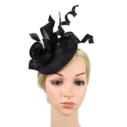Floral Cocktail Hat with Twisted Design - Image 9